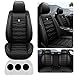 Autositzbezüge Sitzbezüge Auto Universal Set Für 5-sitzer-Fahrzeuge Leder Wasserdicht Atmungsaktiv Limousine Schrägheck Kombi Mpv SUV Autositzschoner Auto Zubehör Innenraum Sitzschoner (Schwarz)