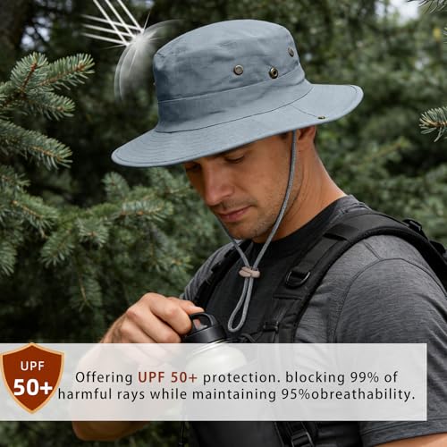 Image of Sun Hats for Men Women Boonie Hat Foldable Fishing Hat UPF 50+ Bucket Hat for Fishing Hiking Garden Safari Beach