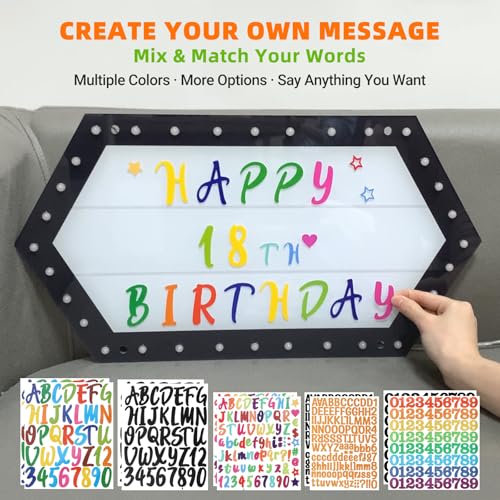 Image of Custom Bottle Service Signs for Party Club Birthday Home Bar Decor, 20 Inch LED Marquee Sign with Removable Letter Stickers, Portable Modern Geometric Light Up Sign for Important Moment