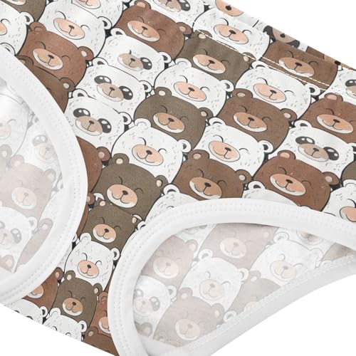 Joisal Cute Cartoon Bears Brown White Little Girl Panties Girls Underwear Toddler Cotton Aesthetic Kids Undies Briefs 2t4