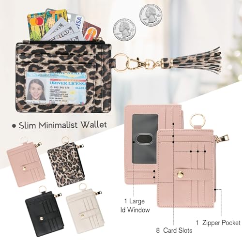 Image of KNGITRYI Small Wristlet Wallets for Women RFID Credit Card Holder Wallet Keychain Wristlet Wallet Credit Card Wallets for Women (Leopard)