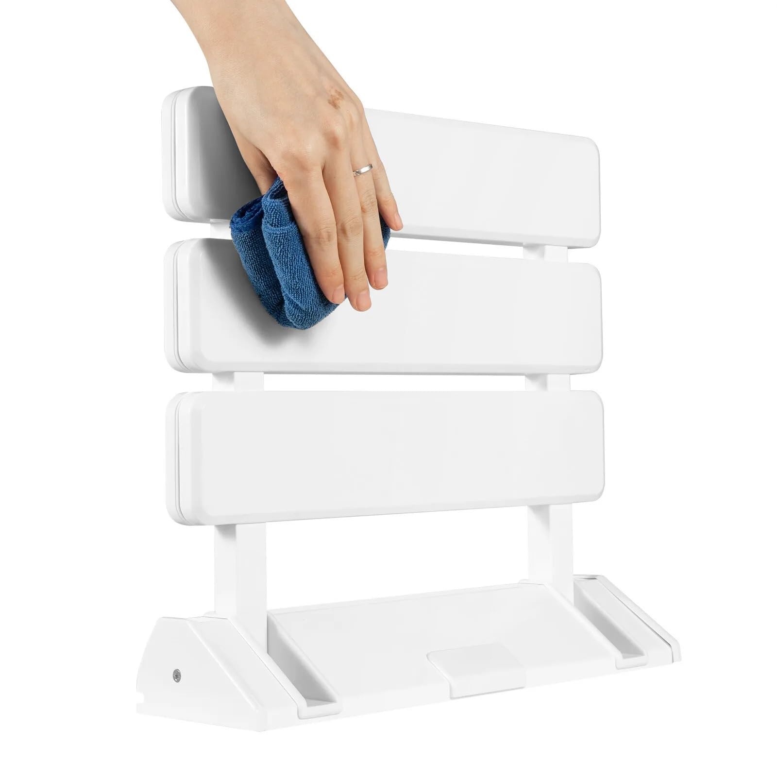 Asiento Ducha Pared Montada Asiento de Ducha Plegable montado en la Pared | Banco plegable ergonómico seguro que ahorra espacio plegable blanco