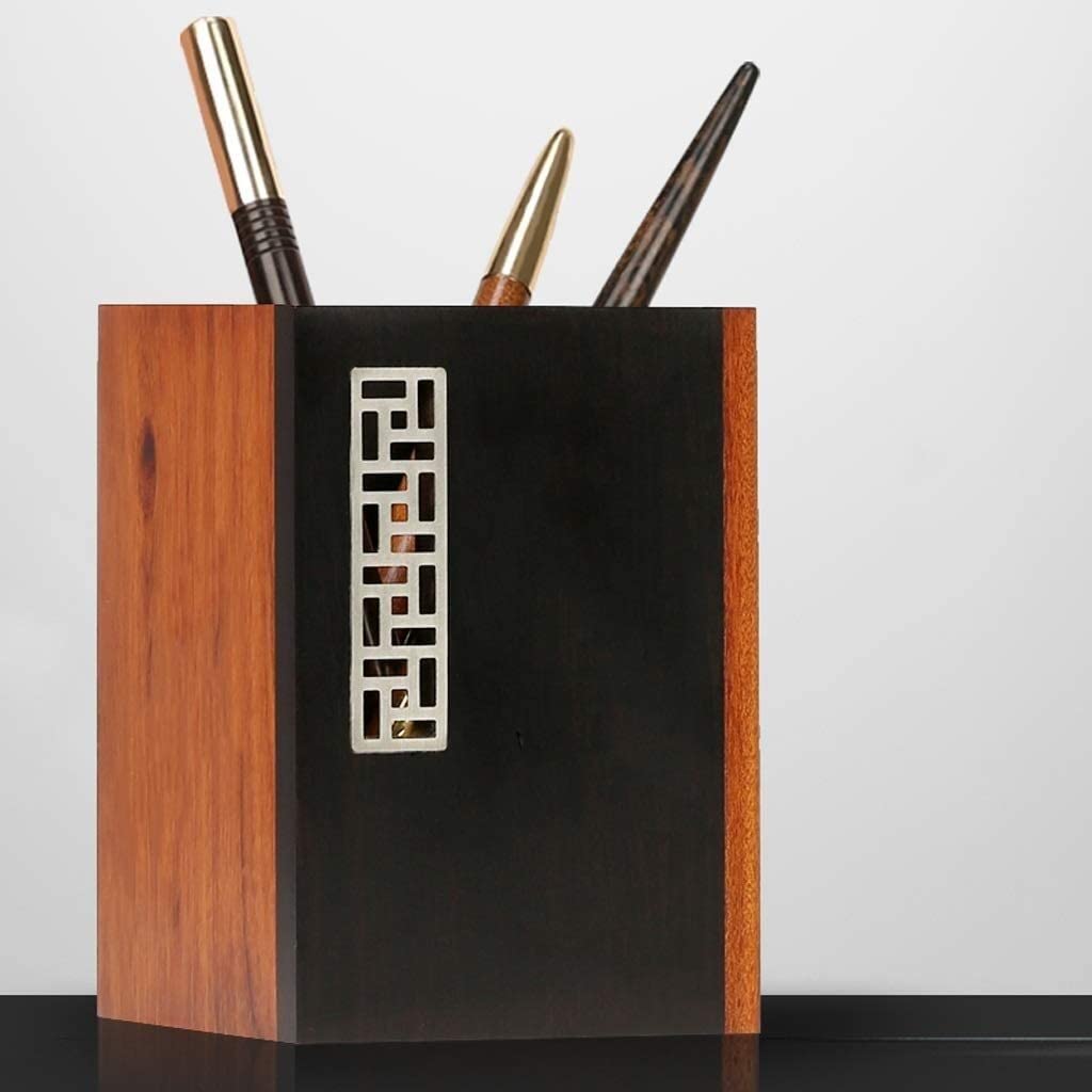 Schreibtisch Stifthalter Mahagoni-Stifthalter Retro Chinesischer Schreibtisch-Stift-Bleistift-Becherhalter Kreativer Stifthalter Zum Senden Von Kollegen Und Lehrern Stiftehalter ( Blue : Bronze )