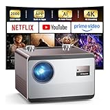 Projector 4K with WiFi and Bluetooth [2000 ANSI/AI Auto Focus/Official Licensed Apps], Outdoor Movie Projector with Smart TV OS 2.0 & Dolby, HAPPRUN Home Theater Projector for Indoor/Outdoor Use