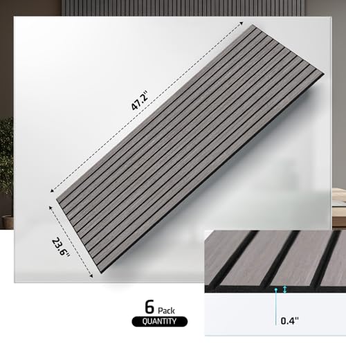 Image of 6 Pack Acoustic Wall Panels, 47.2 inch X 23.6 inch Sound Absorbing Panels, Decorative Sound Proof Panels for Office, Studio, Home Theatre - Light Grey
