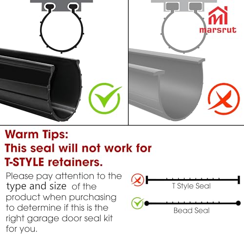 Bottom Garage Door Gasket Weather Stripping Seal, Bead Shaped End Type, 3.1" Width, 16 Feet Length, 0.14" x 0.15" End, Extra Thick Universal Rubber Threshold Kit Sealer Replacement, Weatherproofing by Marsrut - Image 3