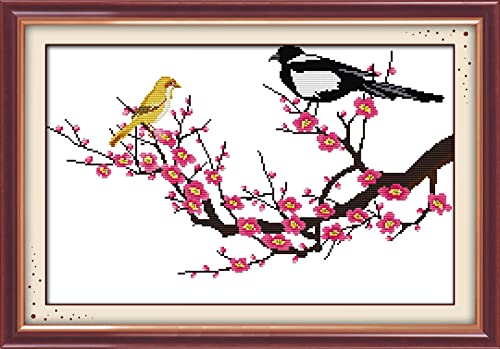 Kit d'art diamant 5D oiseau arbre fleuri broderie strass cristal 30x40