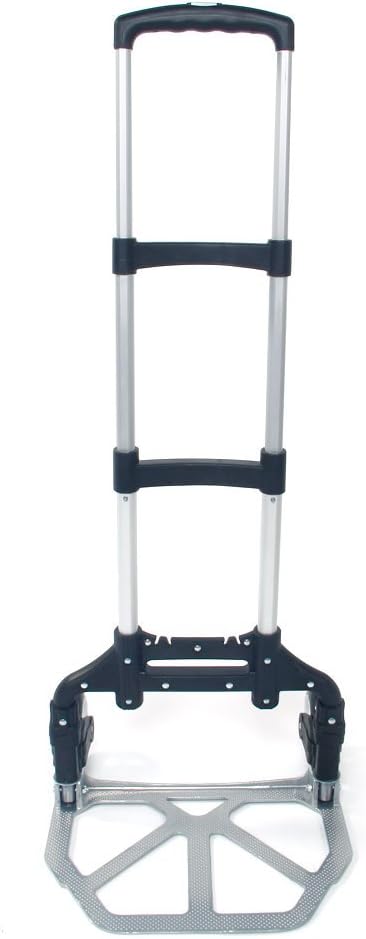 Portable Aluminium Cart Folding Dolly Push Truck Hand Collapsible Trolley Luggage Four Colors (Black)
