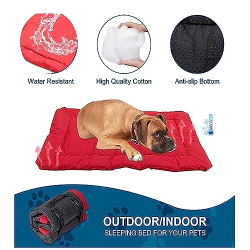 Yofang Outdoor Dog Bed, Roll Up Dog Beds | Packable Bed Large Medium And Small Pets, Waterproof Dog Bed To Travel | Hiking |Camping. Suitable For Cars |Sofa | Cages, Etc,Chili Red (Large) #TOP2