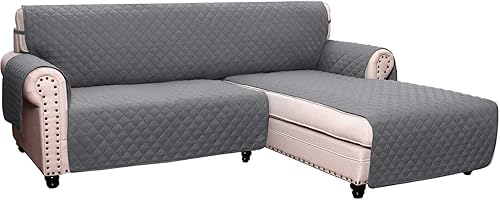 Funda protectora acolchada reversible para muebles en forma de L, funda impermeable para sofá modular de 3 plazas, con correas elásticas para perros