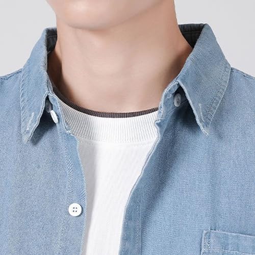 Casual Long Sleeve Button Denim Jacket for Men Fashion Comfort Jean Shirt Classic Lapel Motorcycle Trucker Jackets (Blue 2,Small)3