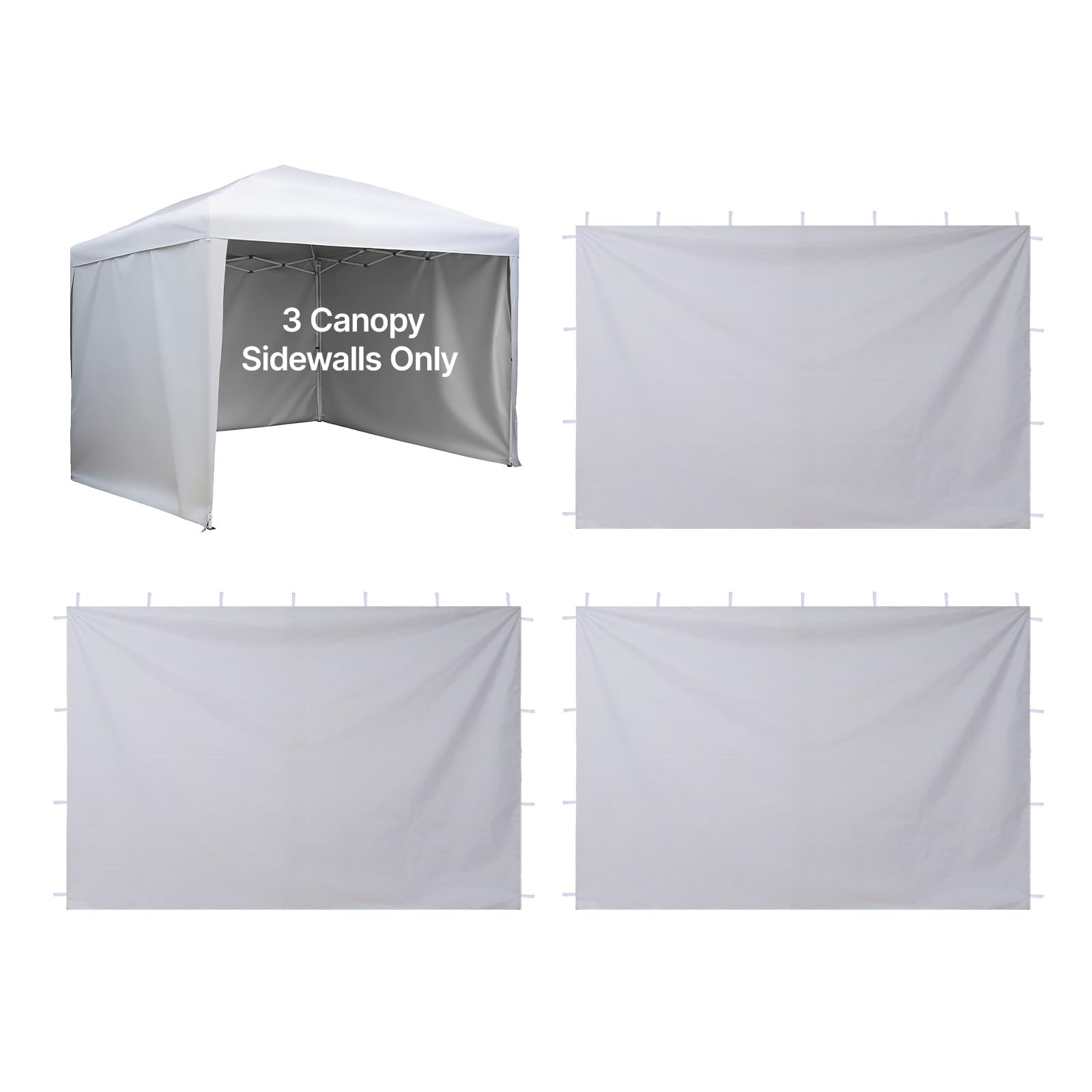 VEVOR Paredes Laterales para Carpa de 3 x 3 m, Impermeables y con Protección Solar, Paneles para Carpas para Eventos al Aire Libre, Solo 3 Paredes Laterales, Puestos de Venta, Playa, Fiestas, Blanco