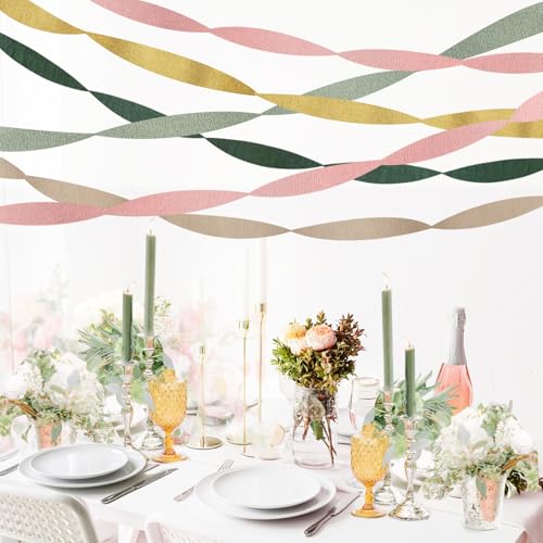 Image of Wedding Party Decorations, 6 Rolls Sage Green Crepe Paper Streamers or Green Boho Wedding, Bridal Shower, Bachelorette, Woodland Party Supplies Decor