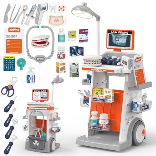 Dentist Play Set, Educational Dentist Kit for Kids, Doctor Kit for Toddlers 3-5 with Realistic Medical Tools, Pretend Play Toys for Boys & Girls