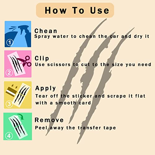 Ajxn 2Pcs Claw Marks Headlight Decal, Car Sticker-Universal For Most Vehicle Multicolored #TOP3
