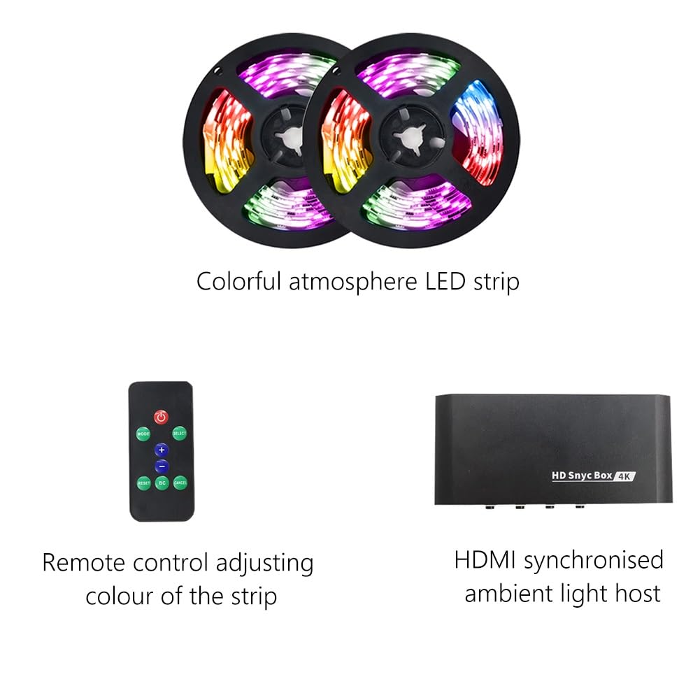 Luce di sincronizzazione schermo TV, luce ambientale intelligente, striscia LED al neon di sfondo, retroilluminazione LED Smart TV for TV da 50-85 pollici, luci con telecomando(2.3m*3(65~85IN))