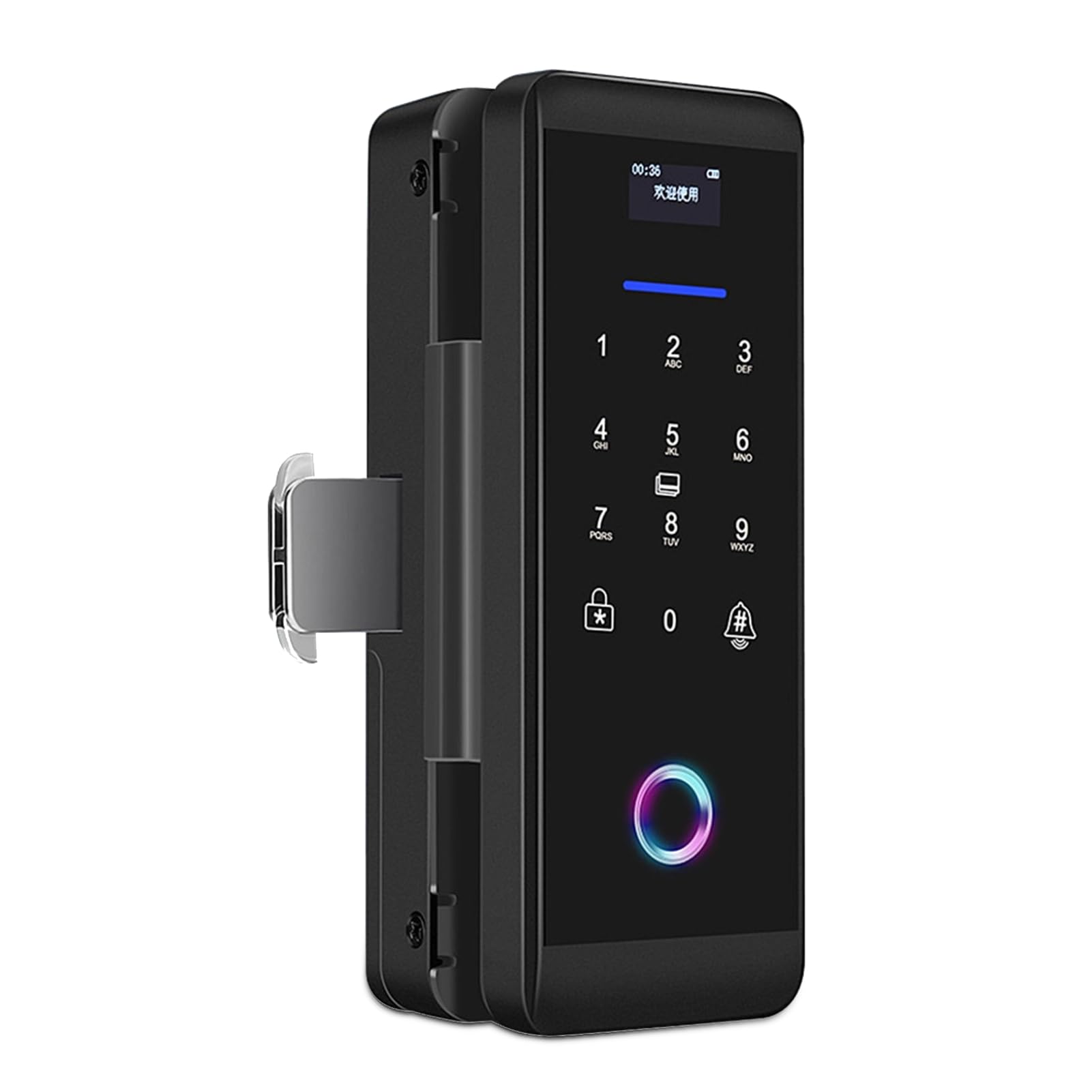 Serrure Intelligente Hysoon Pour Porte En Verre - Empreinte Digitale, Code, Carte, Clé, Télécommande (5en1) - Gris