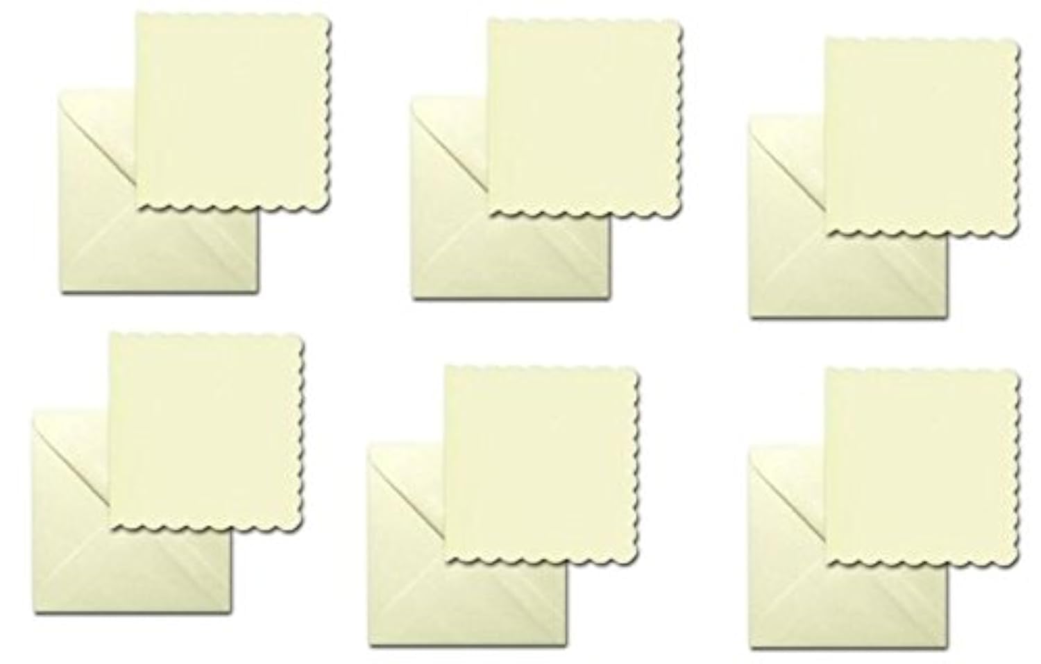 House of Card & Paper 5 x 5-Inch "Wedding" Scalloped Pre Folded Creased Card and Matching Envelopes - Cream (Pack of 50)