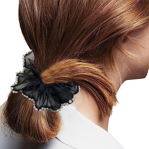 Coleteros grandes y esponjosos y jumbo para mujer, lindos y versátiles, de malla manual y accesorios para el cabello para citas, compras, calle, fiestas Lambo