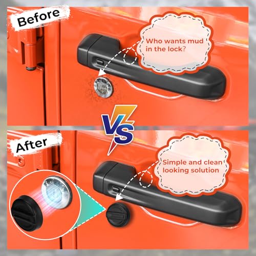 Image of CALBEAU Strong Magnet Keyhole Covers Compatible with 2018-2026 Jeep Wrangler JL and Gladiator JT Front Door, Door Lock Covers for Keyhole Protection (Classic)