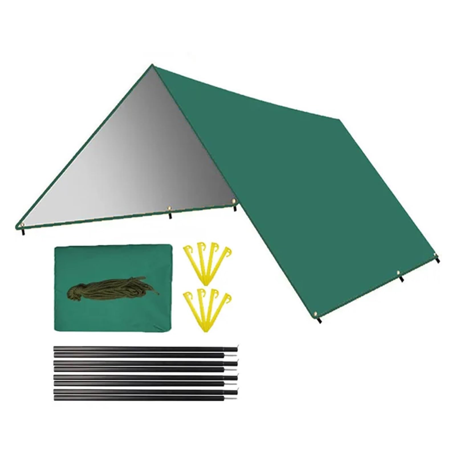 Tent tarp Waterproof Camping Tarp Lightweight Outdoor Adventure Hiking Backpacking Picnic Tent(Green Set,3meter x 3meter)