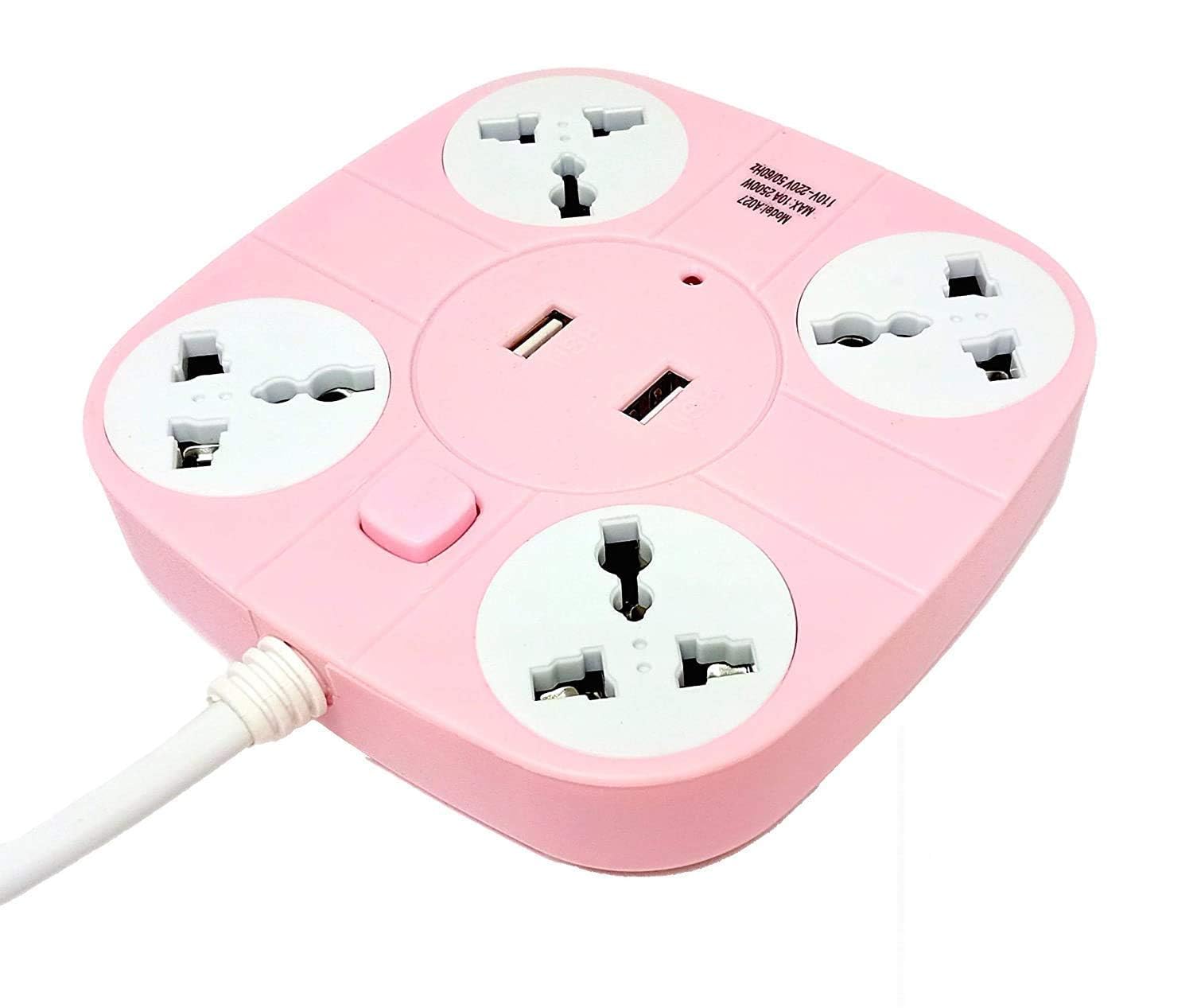 Gilhot® Extension Board with USB [Fire Proof] [Shock Proof] 2 USB Port, Universal 4 Socket 10 AMP [6.2 Feet Long Cord] Extension Cord for Home Office Use.