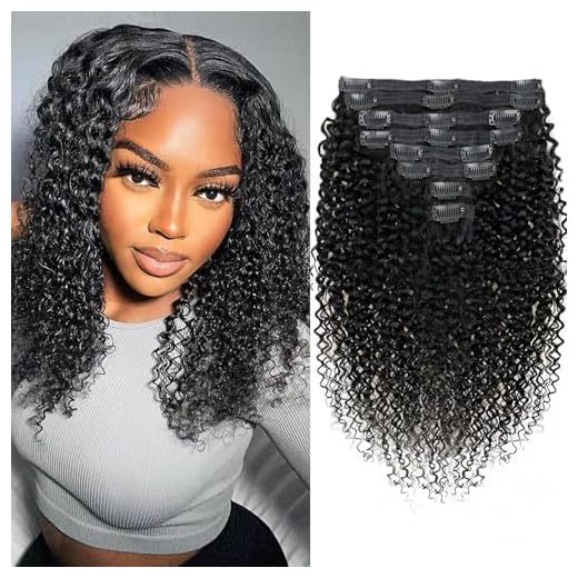 Cecycocy Kinky Curly Clip in Hair Extensions Human Hair for Black Women - 8Pcs 18Clips Double Weft Brazilian Remy Human Hair 3C 4A Clip in Extensions Thick to Ends 120G/4.2oz Natural Black (18 inch)