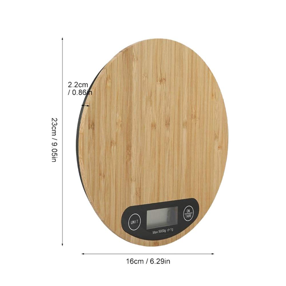 Báscula de cocina digital Mini báscula de cocina electrónica LED for cocinar, pelar, métrica + imperial, elegante báscula de bambú for alimentos, 5 kg/0,1 g