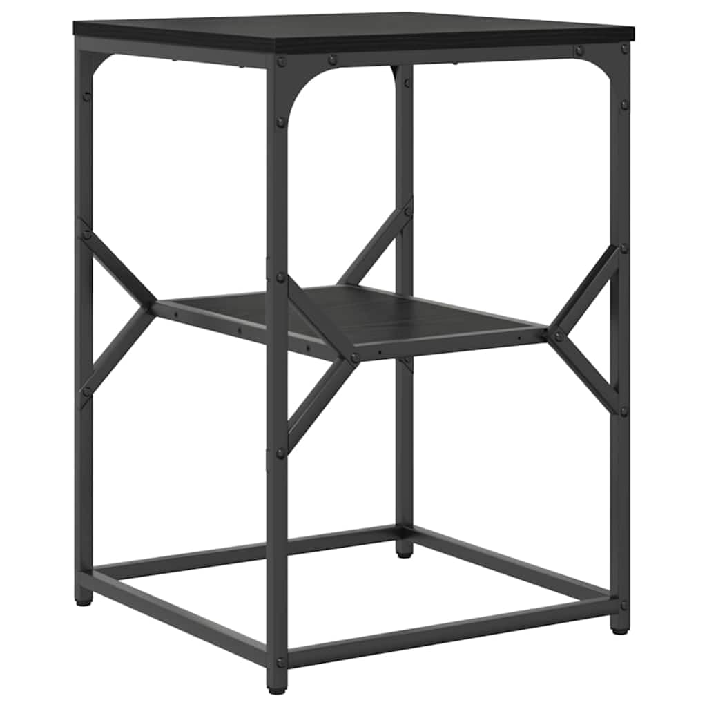Hothingwell Beistelltisch Eiche schwarz 41x40x60 cm | Maschinenholz, Stahlrahmen, matte Oberfläche, Aufbewahrung für Lampen, Reinigung mit feuchtem Tuch