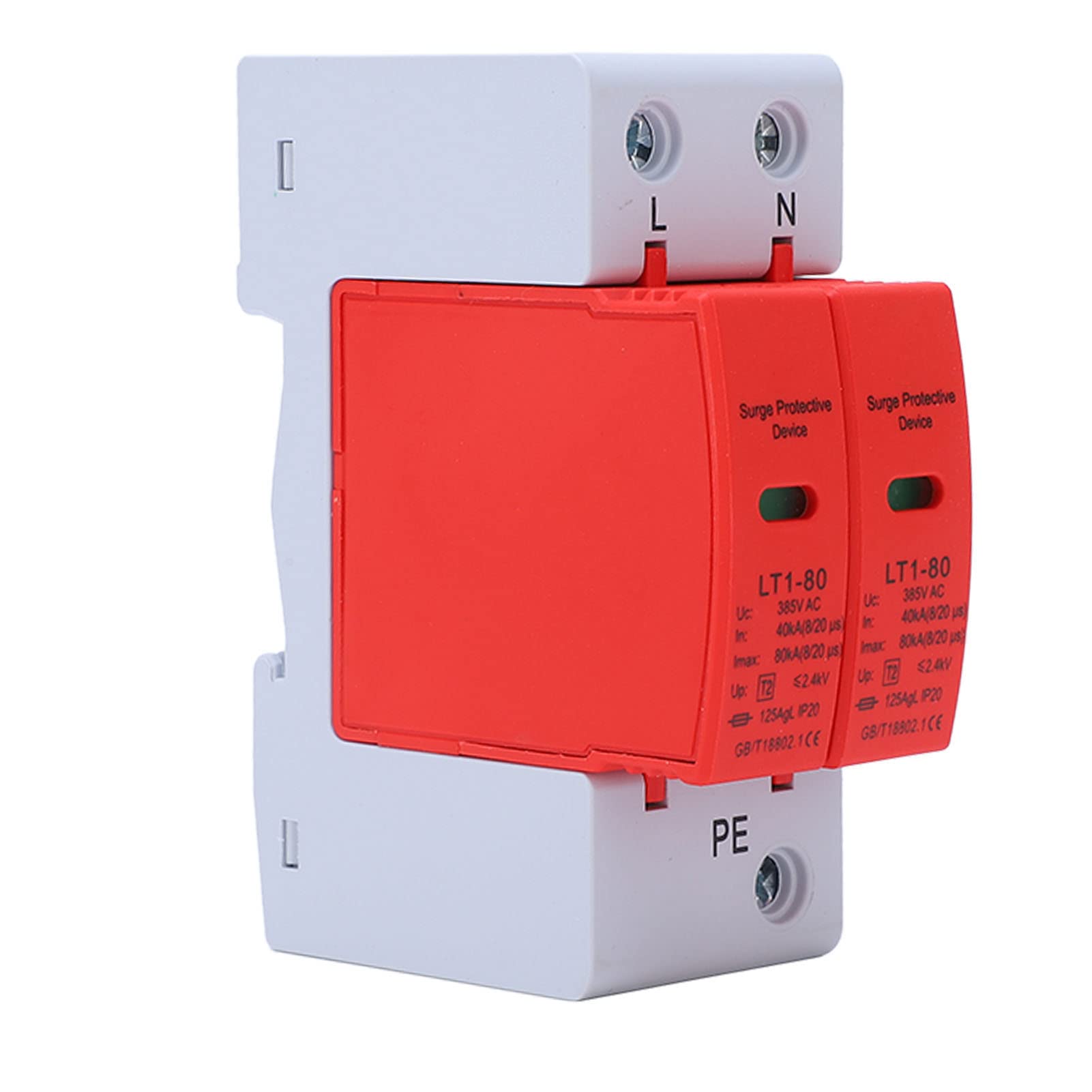 DC Surge Protector, High Accuracy 2P Surge Protective Device, 40KA To 80KA House Voltage Surge Arrester Protective Device AC 385V