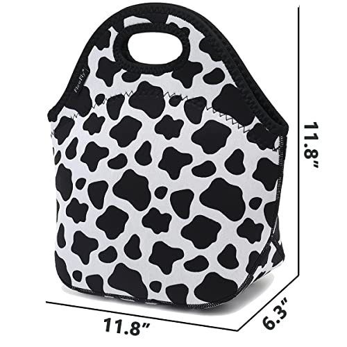 Flowfly Neoprene Kids Lunch Box Insulated Soft Bag Mini Cooler Thermal Meal Tote Kit For Boys, Girls,Men,Women,School,Work, Office, Cow #TOP2