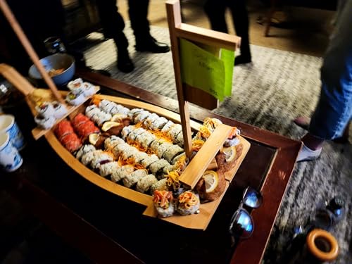 Plato grande para sushi en forma de bote de bambú 70cm miniatura 4