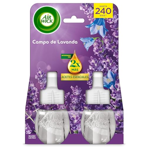 Air Wick Pack de 2 Recambios para Ambientador Eléctrico con aroma a Lavanda, infusionado con 2 veces más aceites esenciales