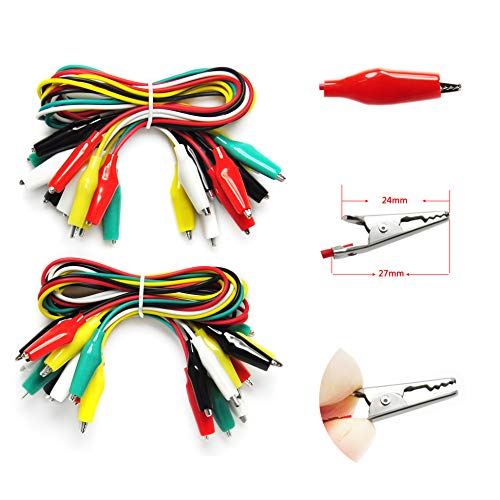 Gikfun Cables de prueba con pinzas de cocodrilo, cable de prueba aislado clips de doble extremo para Arduino DIY (caja de 20 unidades) EK1242U Cover