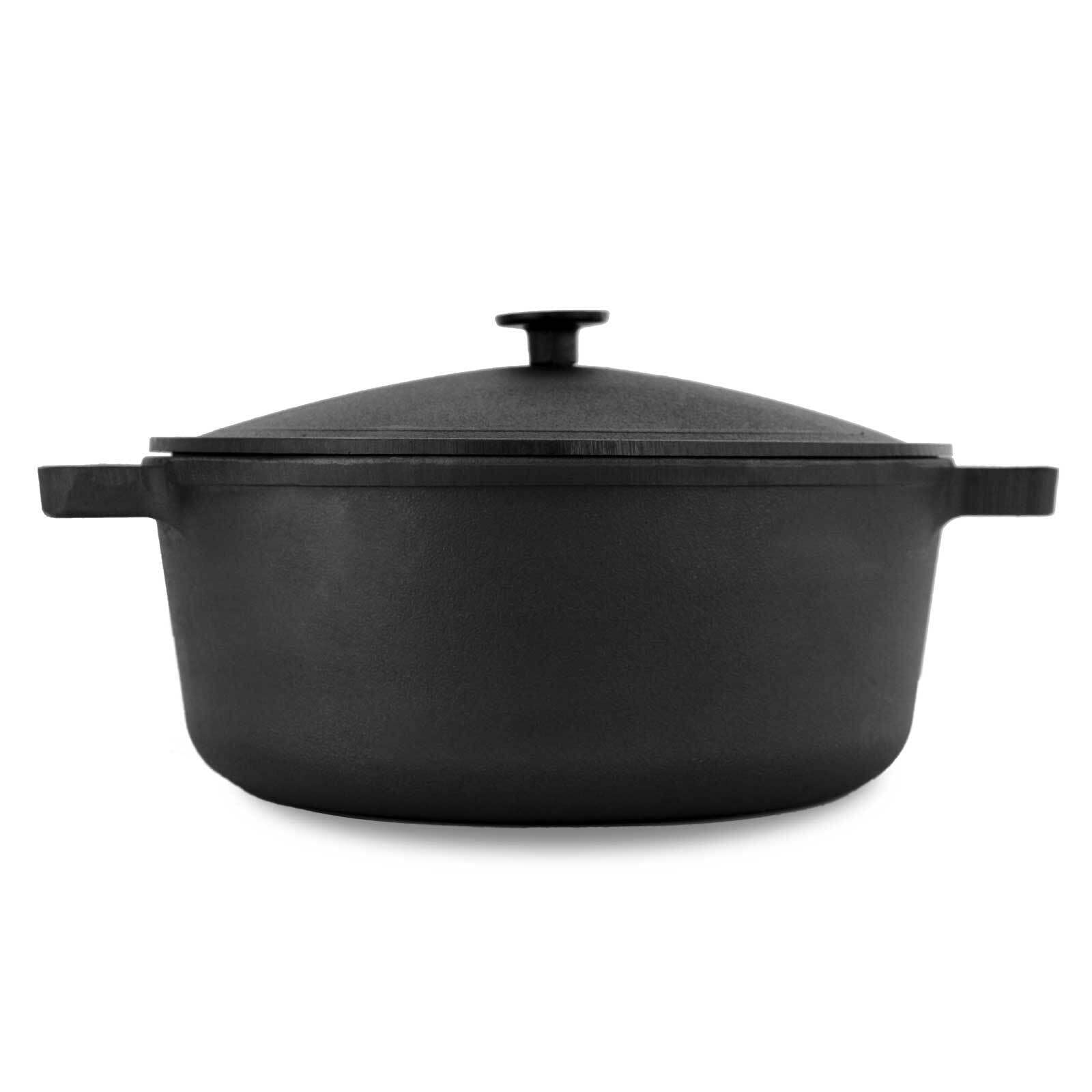 Gusseisen Topf 6L - Gusseisentopf Ø 28cm Brotbacken, Kochtopf mit Deckel aus Gusseisen, Brotbackform geeignet für Gasgrill, Backofen, Feuerstelle und alle Herdarten inkl. Induktion