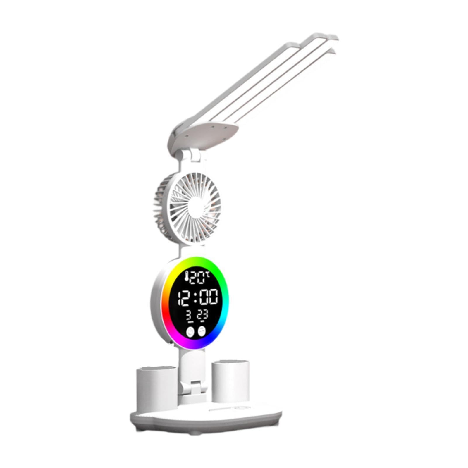 Desk Lamp Office Lamp Multifunction with Clock Date Temperature Reading Lamp with Fan-image-40