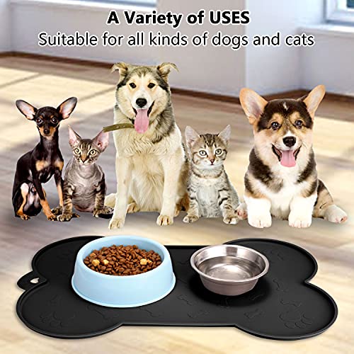 Dog Bowl Mat, NWFHTD Dog Mat for Food and Water Pet Cat Large Small Silicone Rubber Plastic Waterproof Feeding Eating… - Image 3