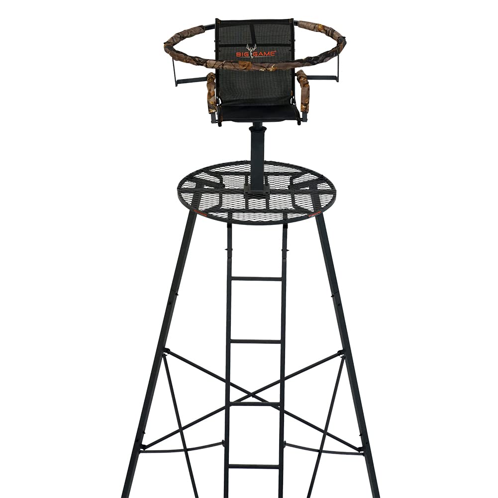 Amazon.com: BIG GAME Apex Tripod Whitetail Deer Elk Mule Pronghorn Above  Hunting Outdoors Padded 360 Degree Rotation 13' Tall Treestand : Sports &  Outdoors