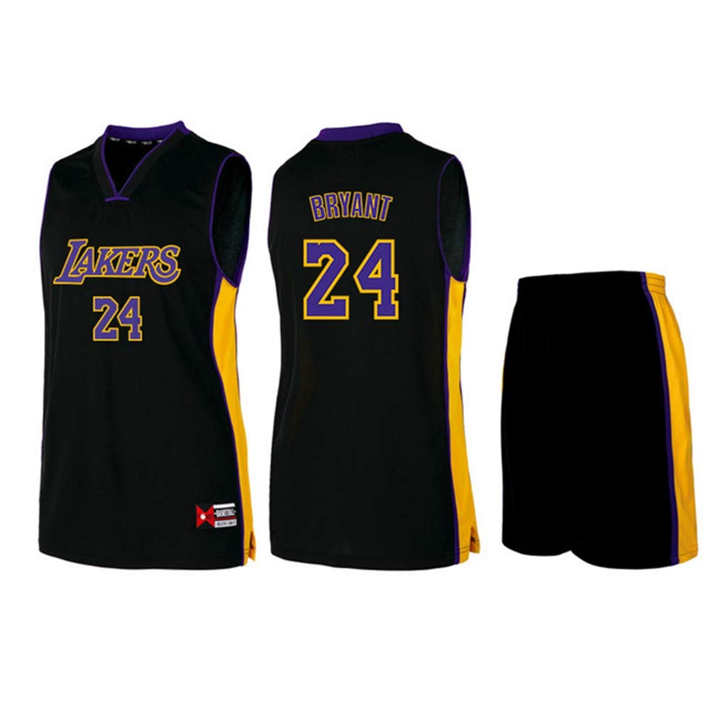 HS-ZHAOPANMen's Jersey - NBA Los Angeles Lakers #24 Kobe Bryant Basketball Jersey, Sportswear Universal Sleeveless T-Shirt Shorts Jersey Set (S~5XL)