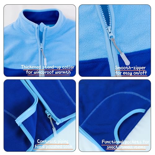 Boys and Toddlers' Polar Fleece Vest,Full Zip Coat Zipper Closure Sleeveless Warm Winter Fall Thicken Puffer Vest3