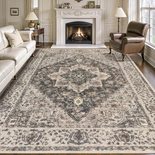 Image of Tangsoo 8x10 Washable Area Rugs for Living Room, Vintage Non Slip Large Rug