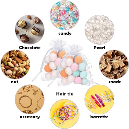 Naler 120 x Organza Säckchen Weiß Organzabeutel Schmucksäckchen Geschenktüten - 7 x 9 cm