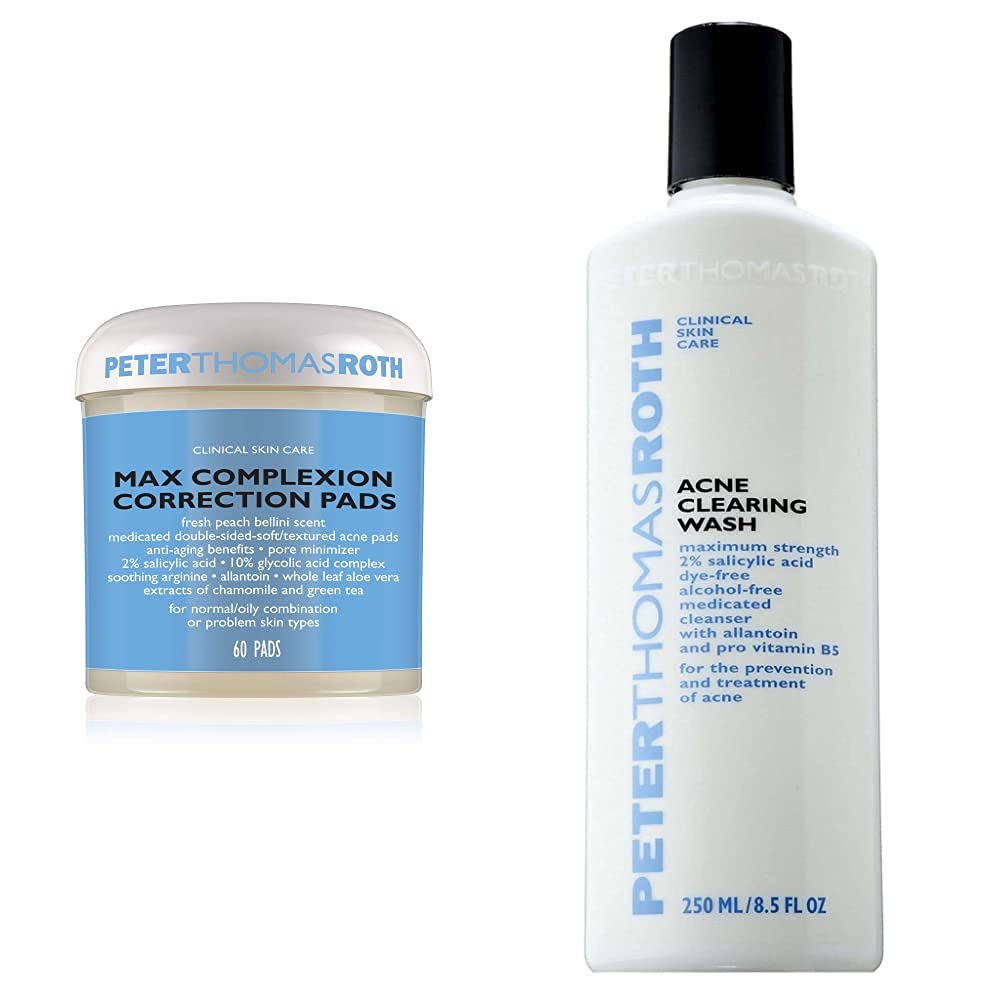 Smoothing Toner for Face & Body: Hydrate and Soothe 16
Peter Thomas Roth Max Complexion Correction Pads with Acne Clearing Wash, Maximum-Strength Salicylic Acid Face Wash, Clears Up and Helps Prevent Breakouts