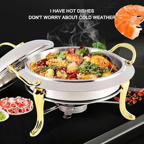 Set da Buffet in Acciaio Inox di Dimensioni Standard, con scaldavivande e Vassoio riscaldante per Feste in Cucina, 20 cm, Argento 18 cm.
