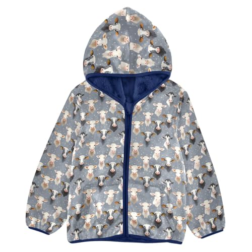 Cute Cow Boys Fleece Coat,Children's Zip-Up Hoodie Jacket,Baby Warm Fashion Outerwear 3-10T,A113313