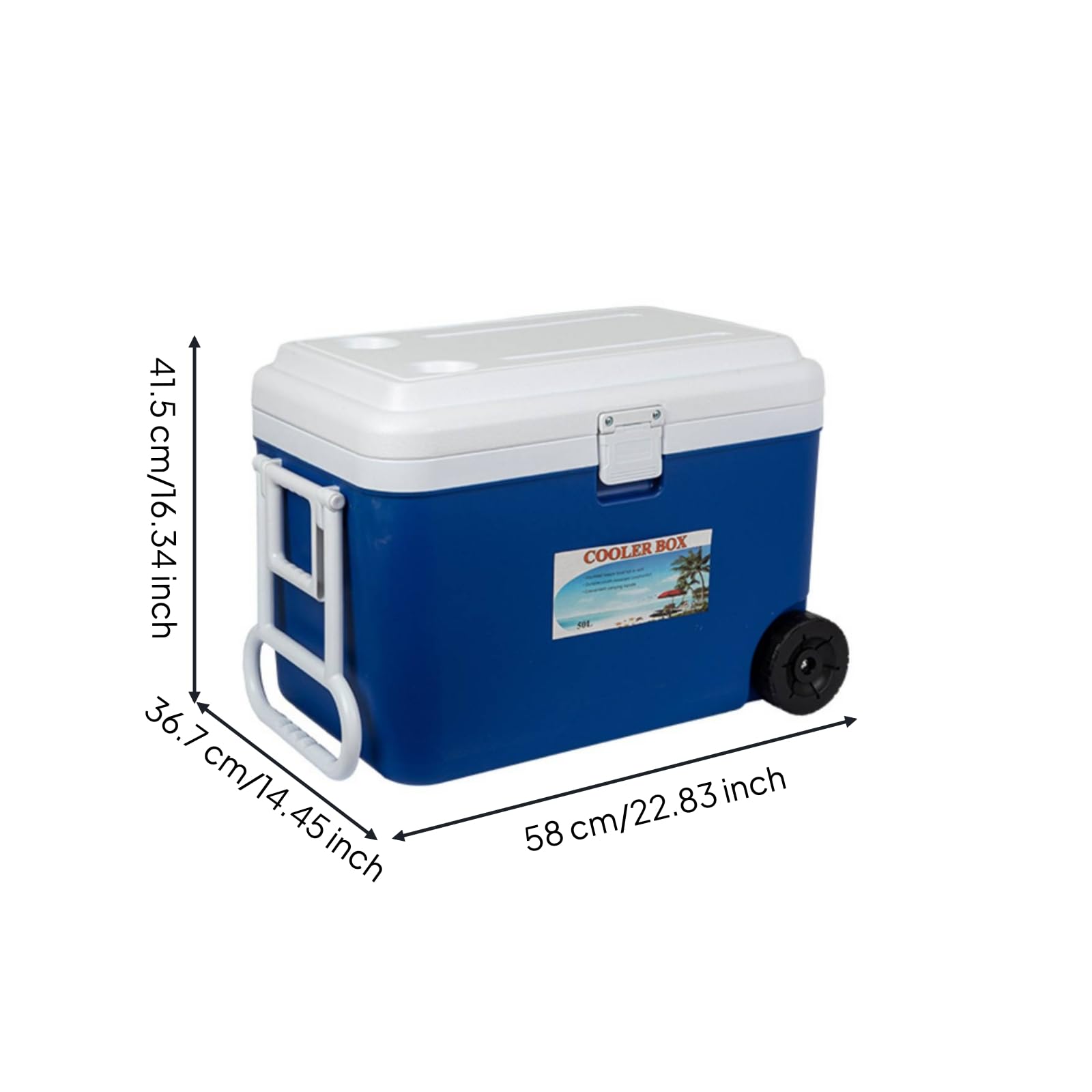 rockible Refrigeratore Portatile Carrello Frigo Scatola Termica Contenitore a Ruote Maniglia Laterale Chiusura Frontale Adatto per Campeggio Feste Picnic Viaggio