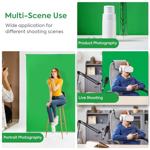 Fond d'écran vert avec support 2x2,4M réglable pour studio de tournage vidéo
