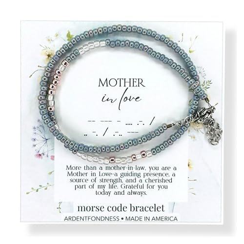 Mother In Love Morse Code Bracelet, Meaningful Jewelry for Mother In Law Gift from Daughter In Law and Father In Law with card, Future Mother In Law To Be