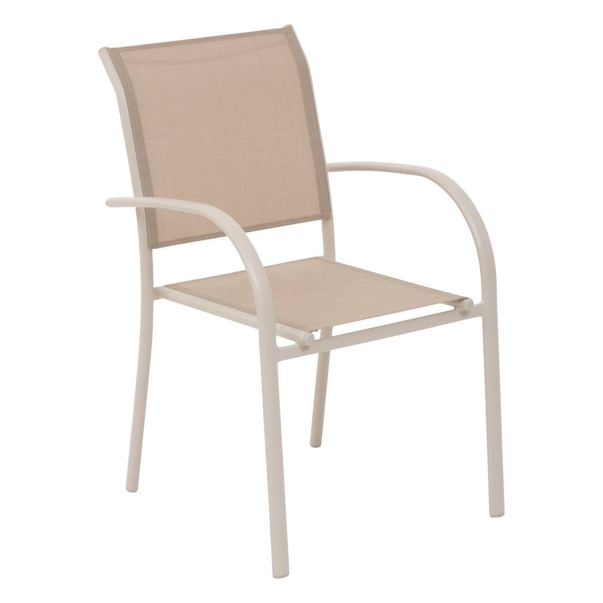 Hespéride - Silla de jardín apilable Piazza, de Lino y Arcilla, Resistente a la corrosión, Ligera, fácil de Guardar, para Patio y balcón