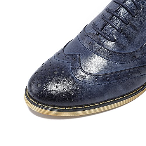 Image of Mona flying Womens Leather Wingtip Oxfords Brogue Shoes Lace-up Flats